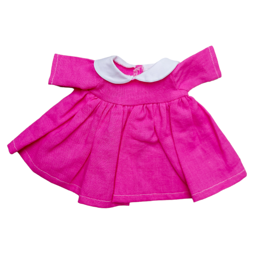 Lniana sukienka neonowy róż