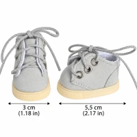 Szare półbuty sznurowane dla lalek 20–25 cm