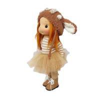 Bluzka długi rękaw w paski beżowa