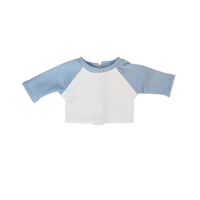 Raglanowa biała bluzka z niebieskimi rękawami